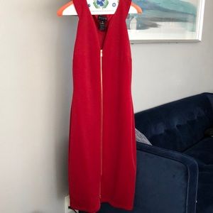 Red Dress w/ Front Gold Zipper